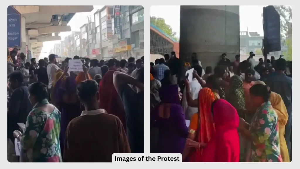 Crowd gathered at Station Nagar area during a protest following the Tarun Kumar murder case.